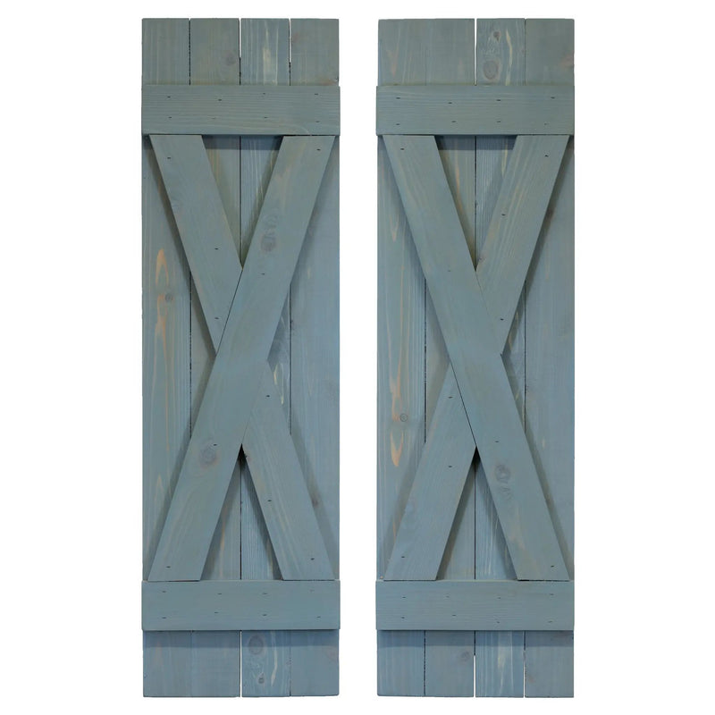 X-Bar Exterior Wood Shutters - Cedar - Set of 2 by Dogberrycollections