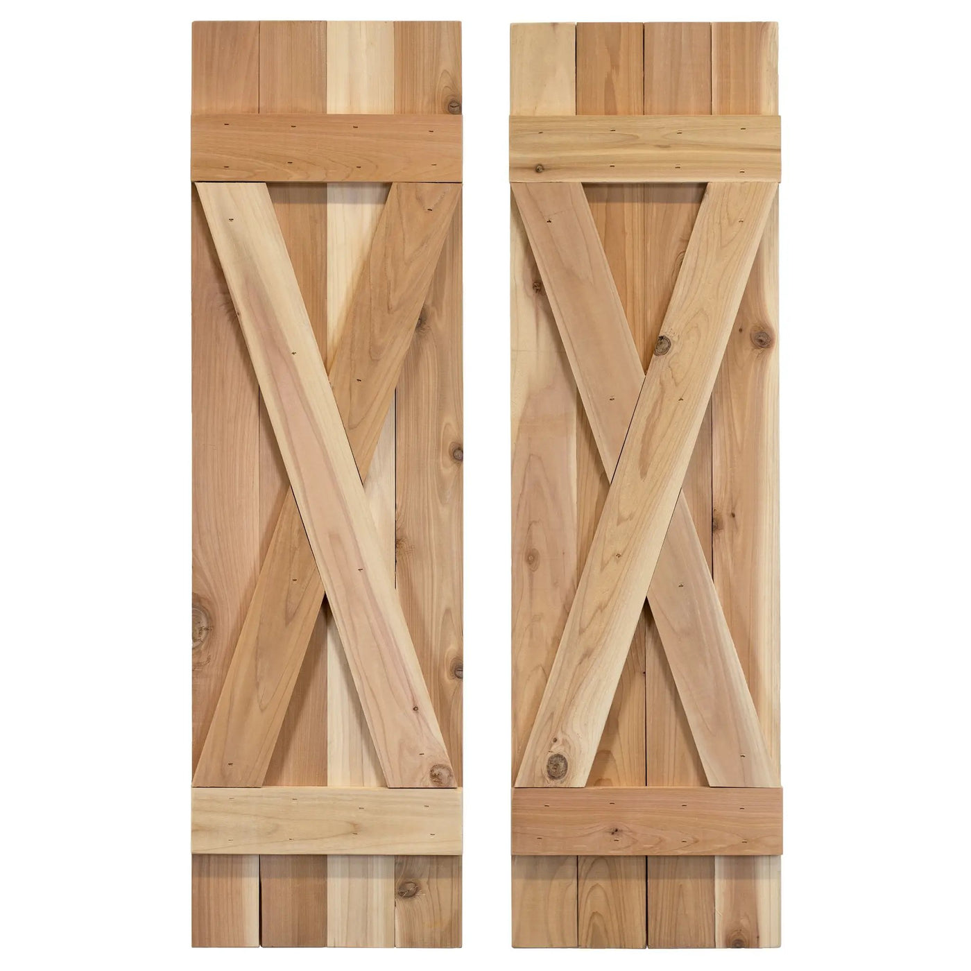 X-Bar Exterior Wood Shutters - Cedar - Set of 2 by Dogberrycollections