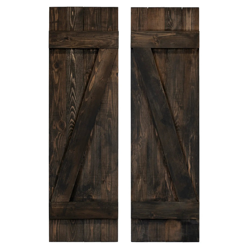 Z-Bar Exterior Wood Shutters - Cedar - Set of 2 by Dogberrycollections