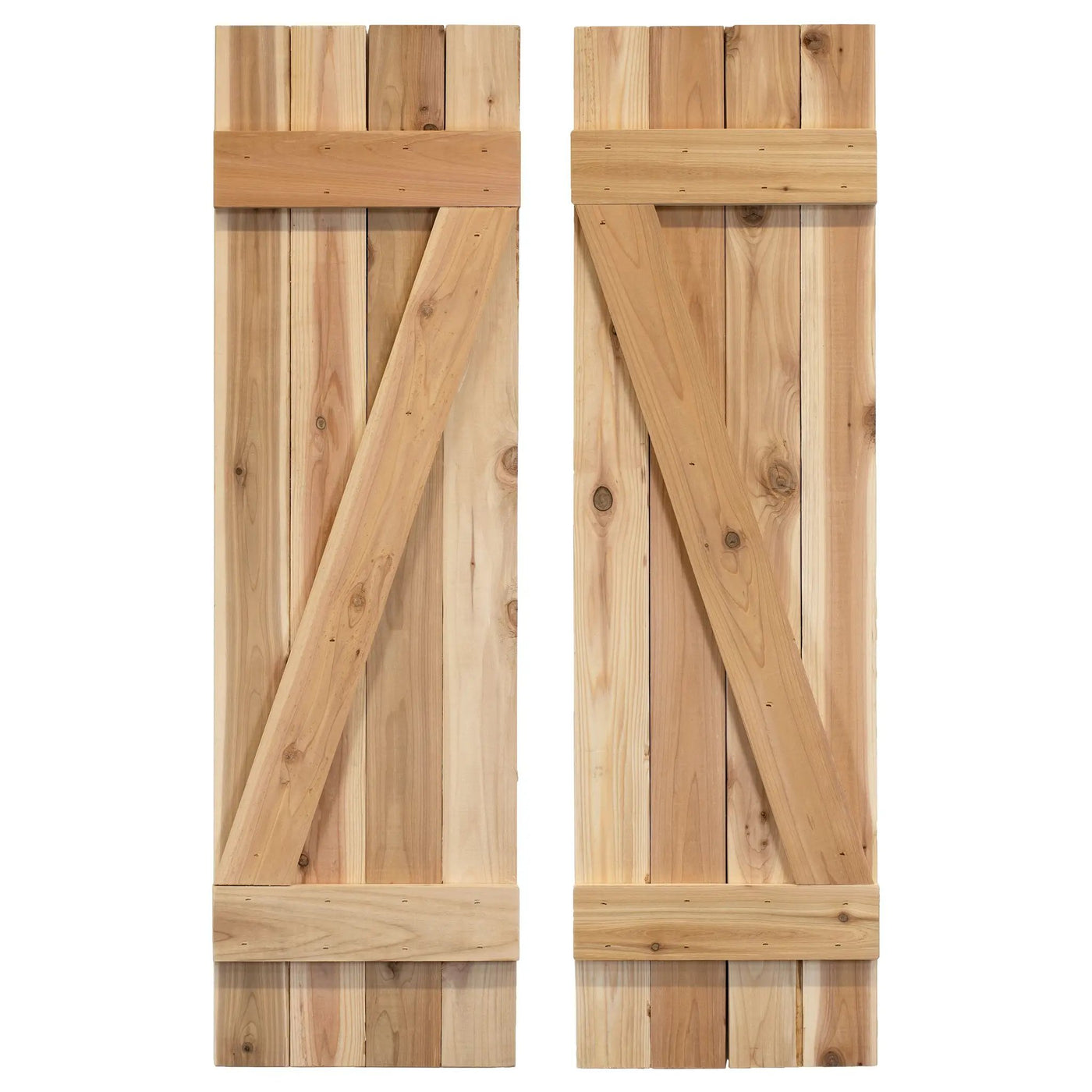 Z-Bar Exterior Wood Shutters - Cedar - Set of 2 by Dogberrycollections