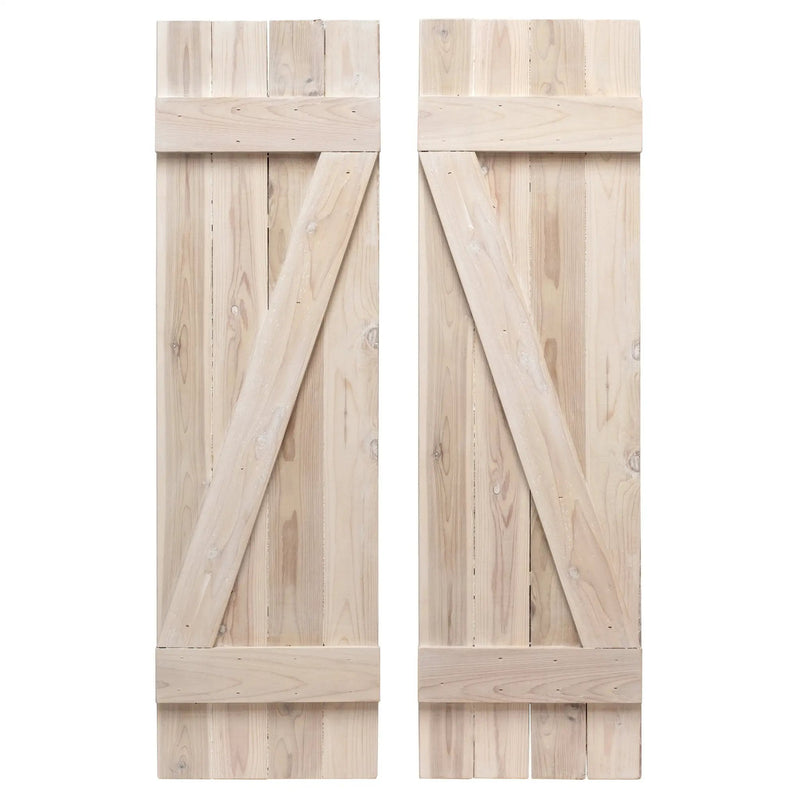 Z-Bar Exterior Wood Shutters - Cedar - Set of 2 by Dogberrycollections
