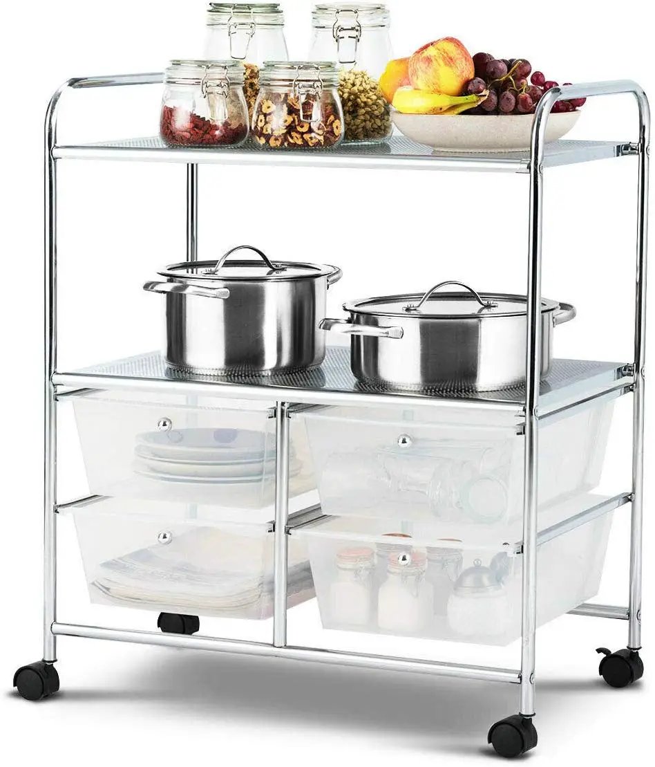 Mobile 4 Drawers Shelves Rolling Storage Cart Rack by DirectDeals