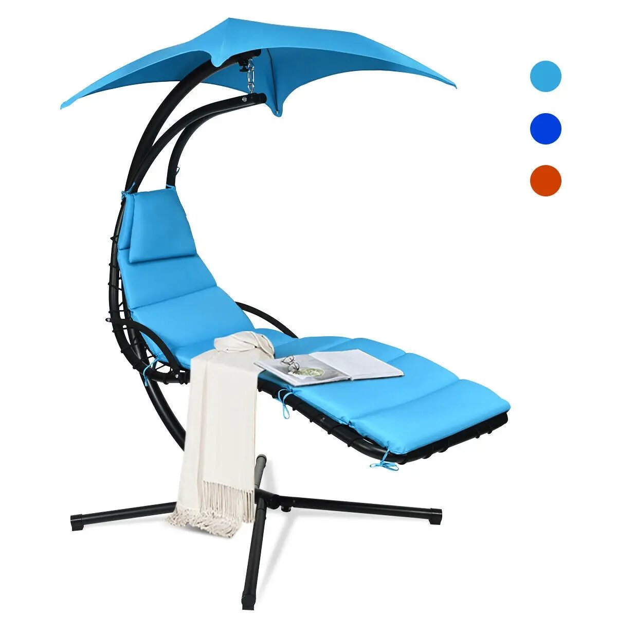 Hanging Stand Chaise Lounger Swing Chair with Pillow by DirectDeals