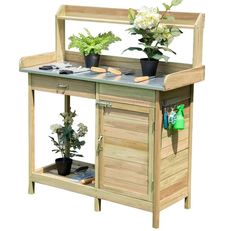 Outdoor Garden Wooden Work Station Potting Bench by DirectDeals