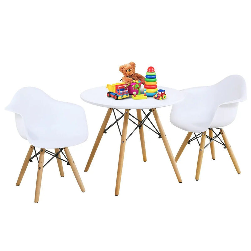 3 Pieces Kid's Modern Round Table Chair Set by DirectDeals