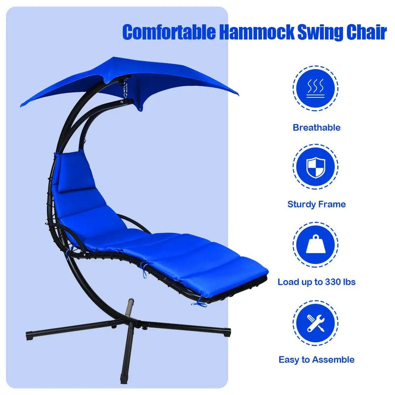 Hanging Stand Chaise Lounger Swing Chair with Pillow by DirectDeals