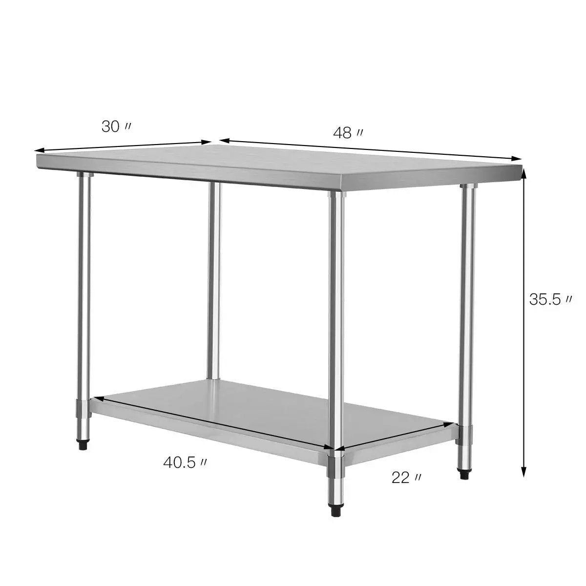 30 x 48 Inch Stainless Steel Table Commercial Kitchen Worktable by DirectDeals