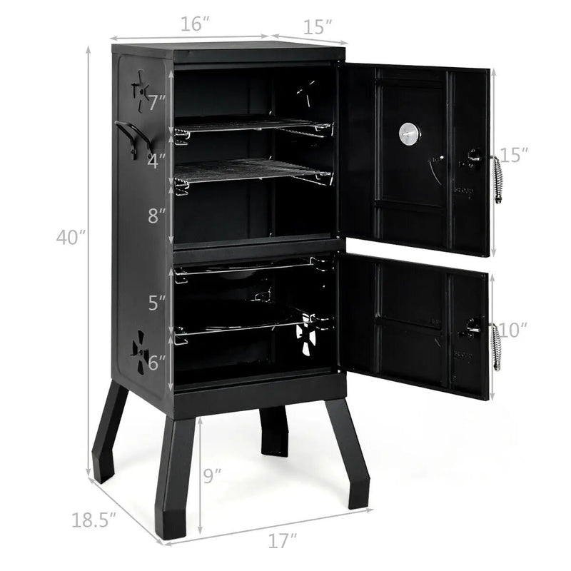 Vertical 2-Tier Outdoor Barbeque Grill with Temperature Gauge by DirectDeals