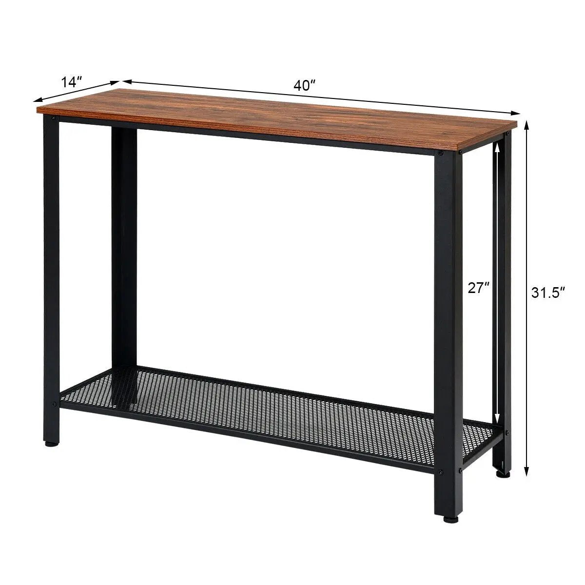Metal Frame Wood Console Sofa Table with Storage Shelf by DirectDeals