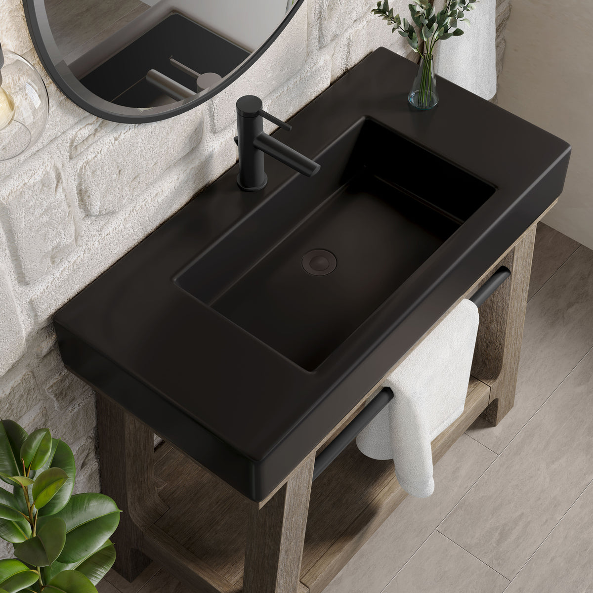 James Martin Auburn 36" Single Console Vanity, Weathered Timber, view 18