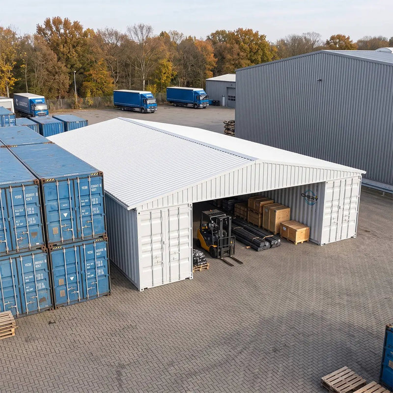 W36'xL40'xH4' Steel Shipping Container Roof Kit, installed in a room
