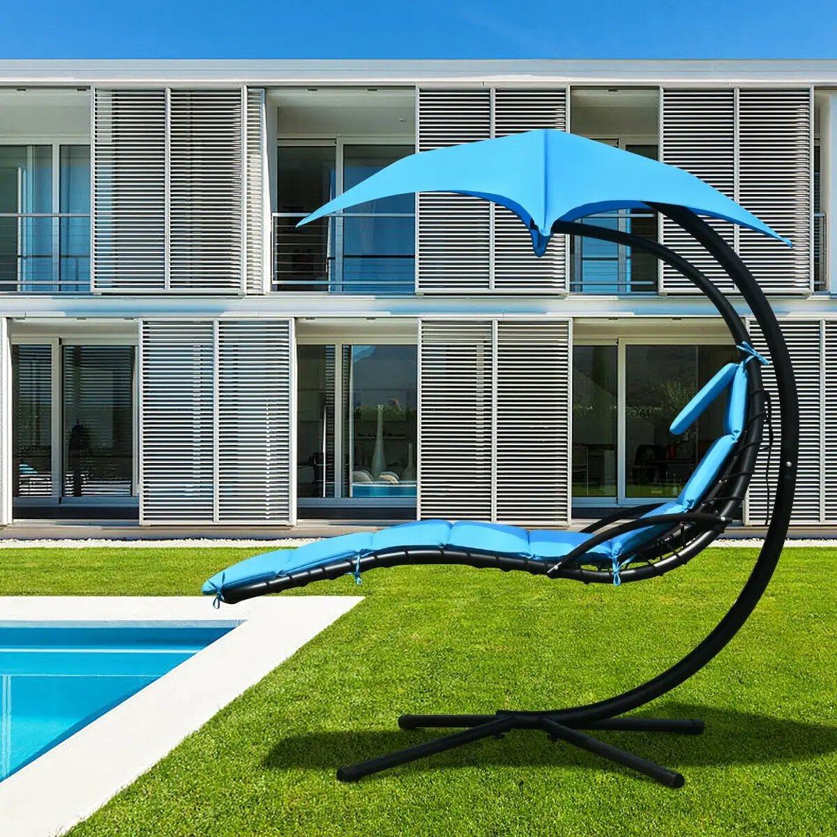 Hanging Stand Chaise Lounger Swing Chair with Pillow by DirectDeals