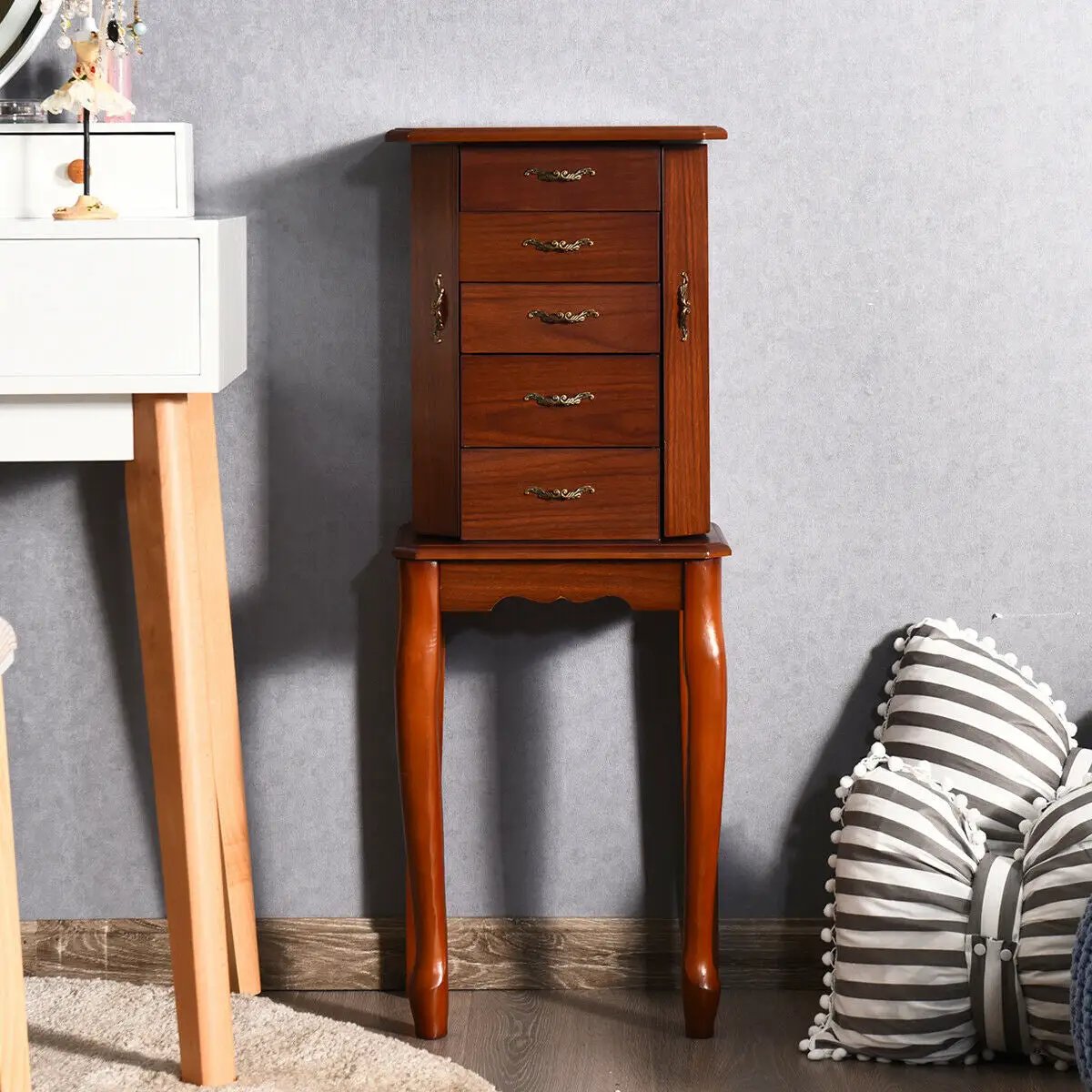 Standing Jewelry Box with 4 Drawers and 2 Side Doors by DirectDeals