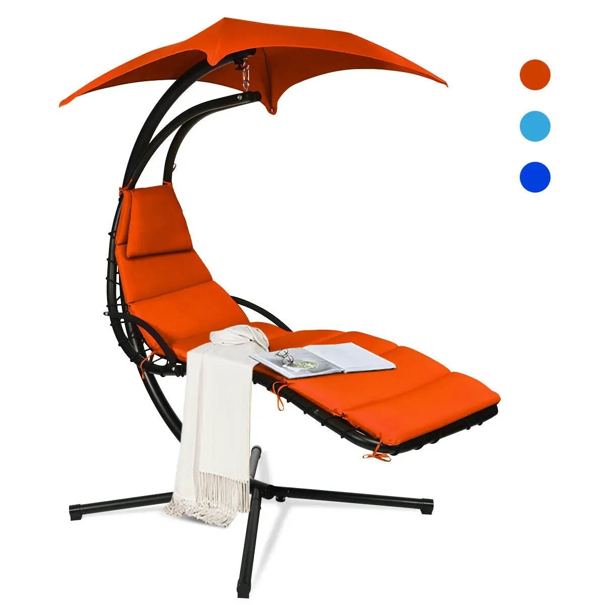 Hanging Stand Chaise Lounger Swing Chair with Pillow by DirectDeals