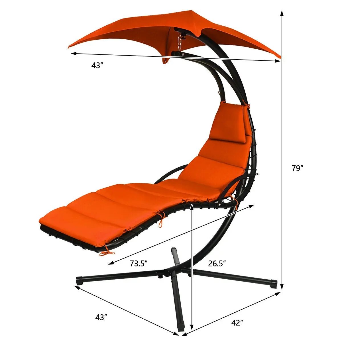 Hanging Stand Chaise Lounger Swing Chair with Pillow by DirectDeals