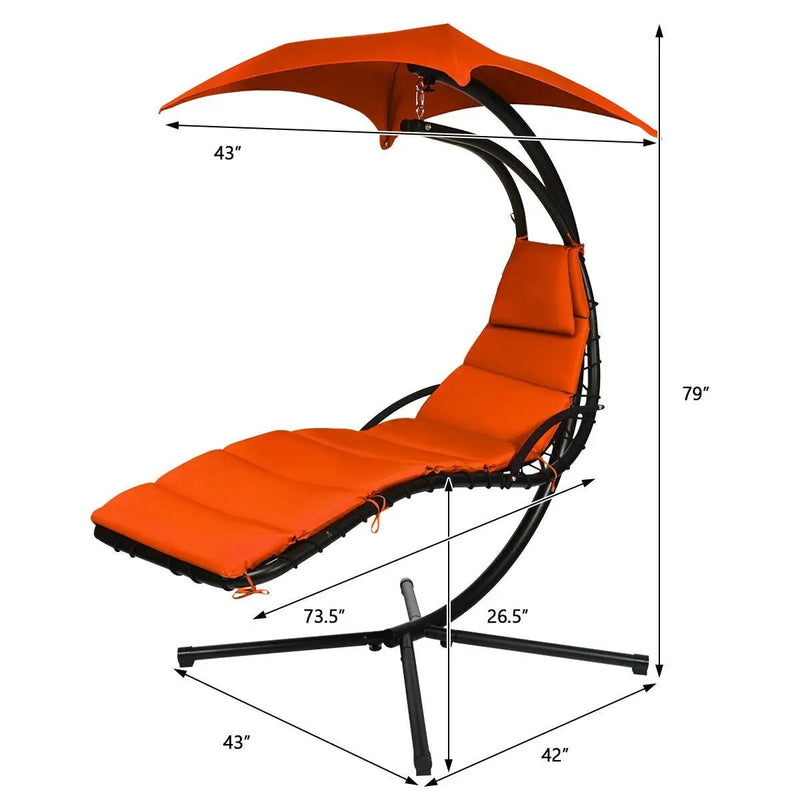 Hanging Stand Chaise Lounger Swing Chair with Pillow by DirectDeals