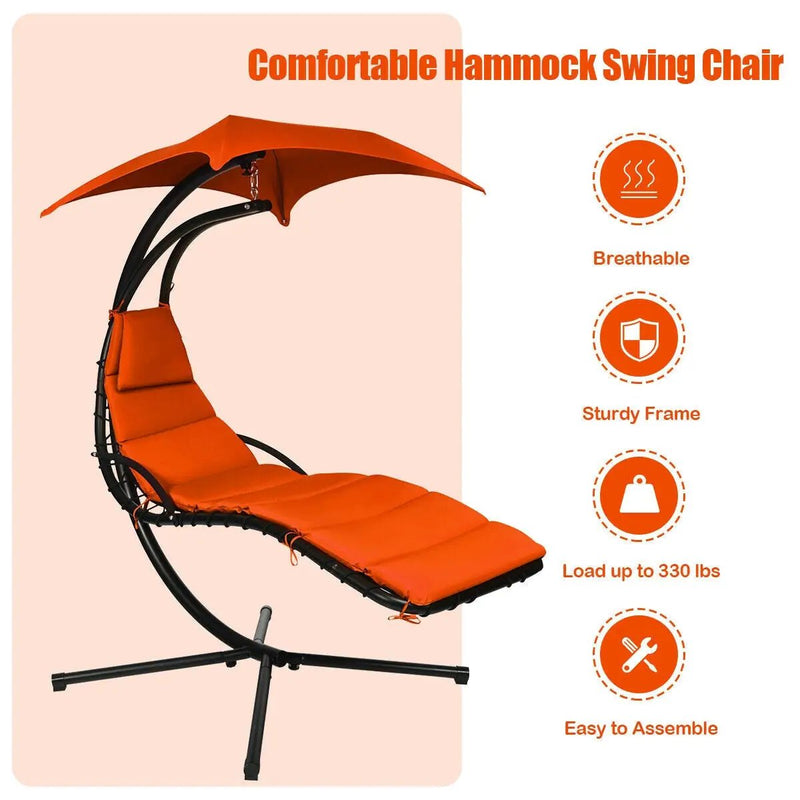 Hanging Stand Chaise Lounger Swing Chair with Pillow by DirectDeals