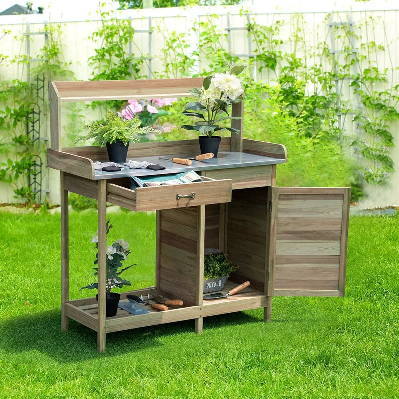 Outdoor Garden Wooden Work Station Potting Bench by DirectDeals
