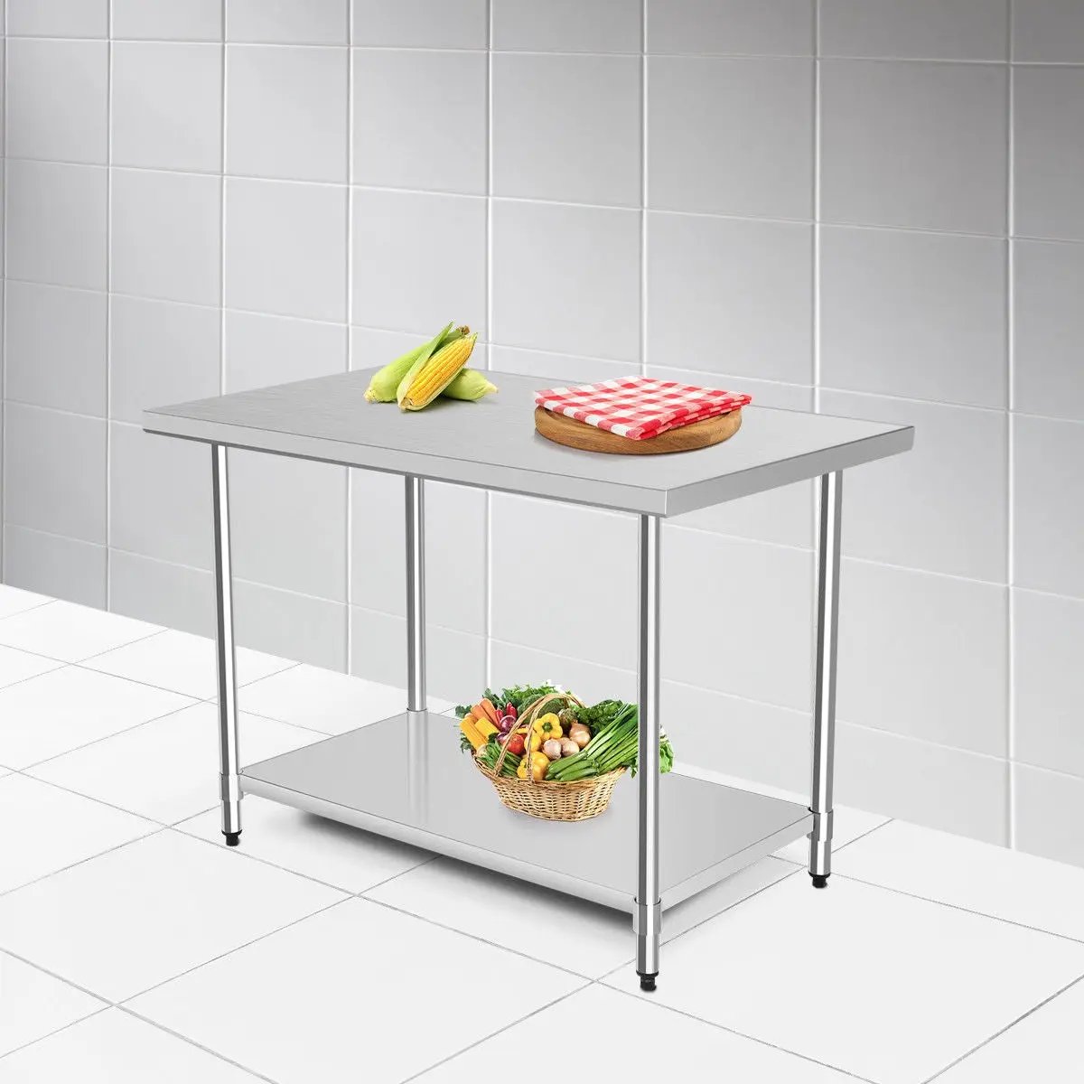 30 x 48 Inch Stainless Steel Table Commercial Kitchen Worktable by DirectDeals