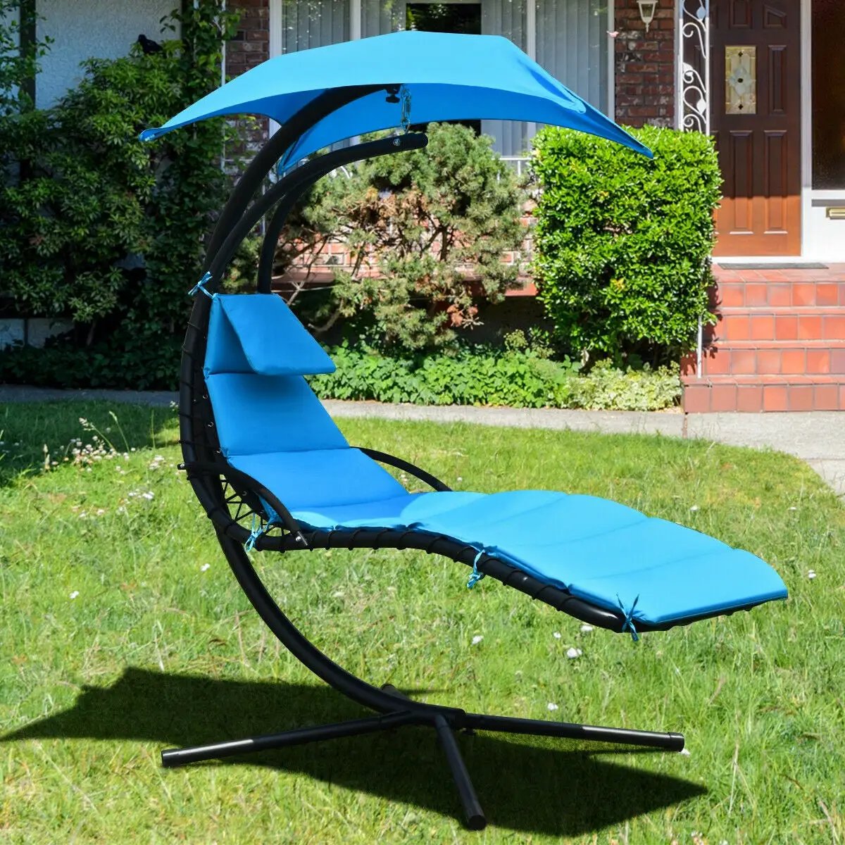 Hanging Stand Chaise Lounger Swing Chair with Pillow by DirectDeals