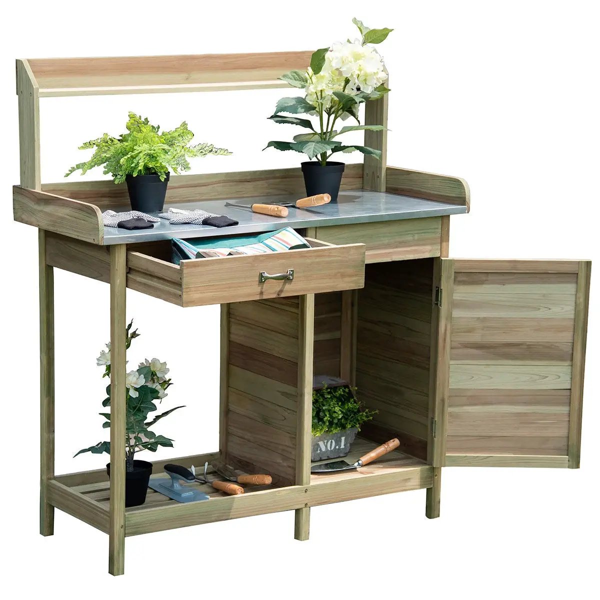Outdoor Garden Wooden Work Station Potting Bench by DirectDeals