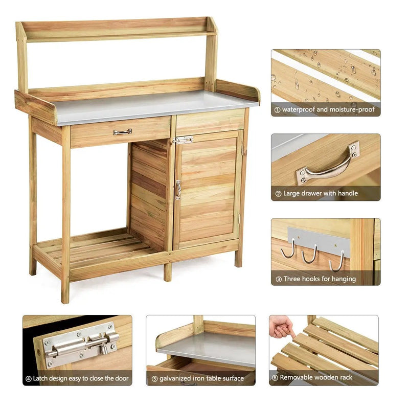 Outdoor Garden Wooden Work Station Potting Bench by DirectDeals