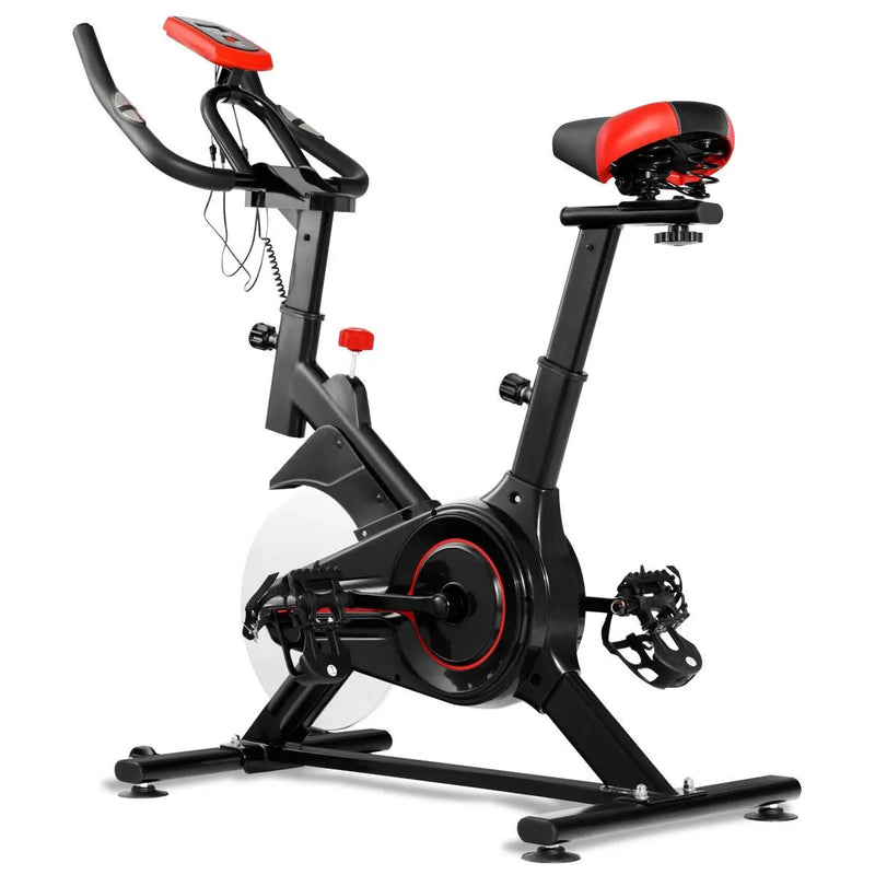 Indoor Exercise Bike Belt Driven Stationary Bike with Pulse Sensor & Phone Holder by DirectDeals