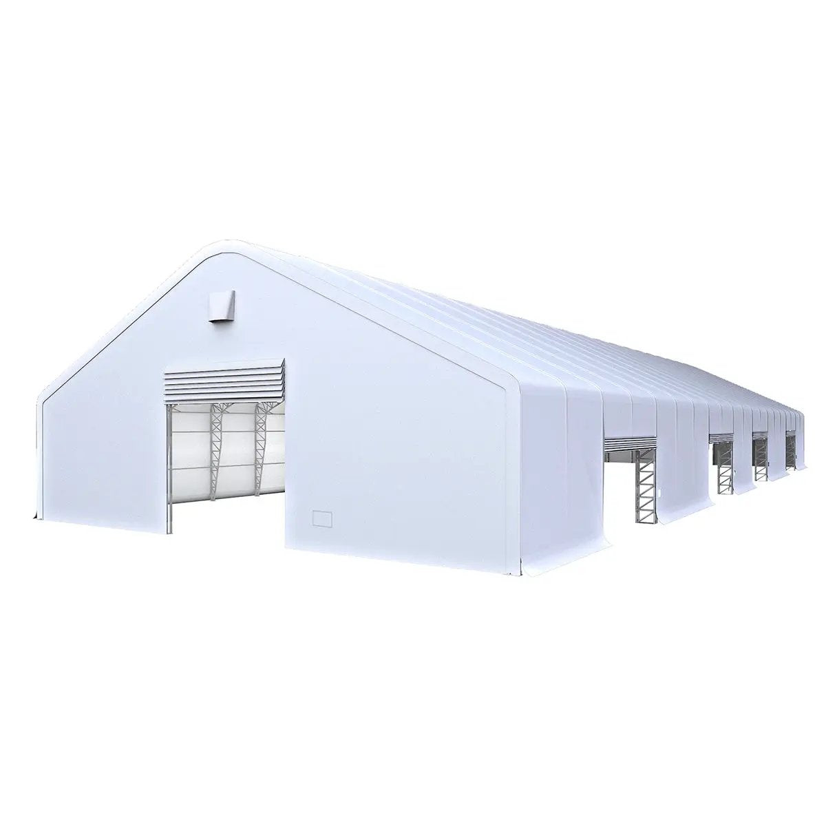 W70'xL200'xH32' Double Truss Storage Shelter, Reinforced Series with 4 Side Doors by Chery Industrial