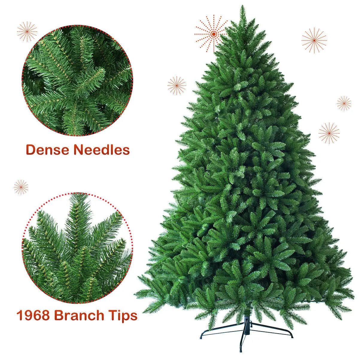 7.5 Feet Unlit Artificial Christmas Tree with 1968 Branch Tips by DirectDeals