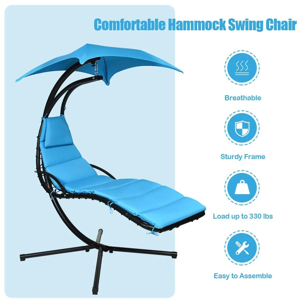 Hanging Stand Chaise Lounger Swing Chair with Pillow by DirectDeals