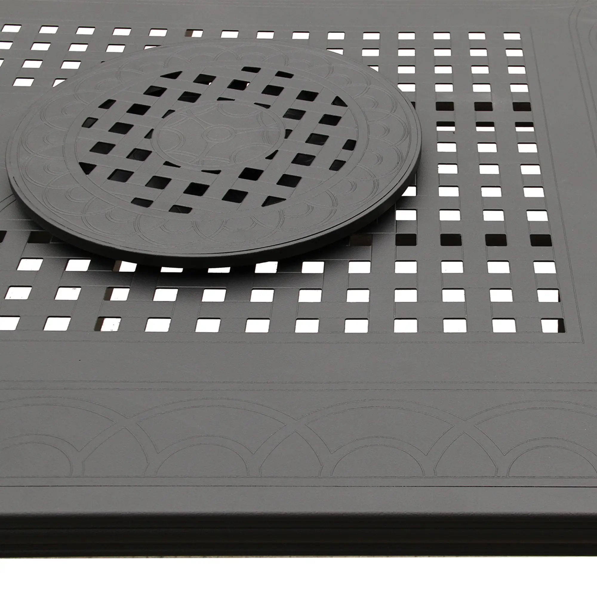 Aluminum Black 84-in Rectangle Large Patio Dining Table, Lazy Susans by Sharicks