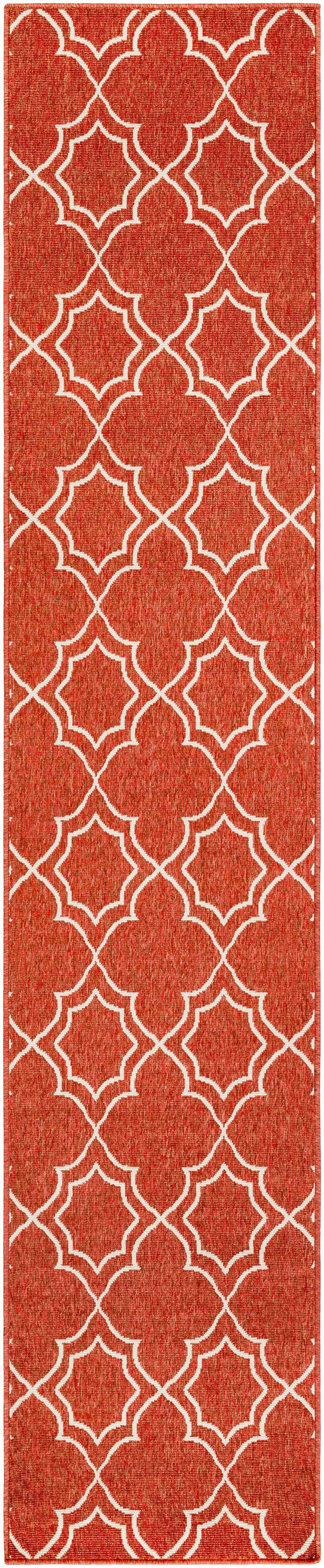 Unique Rust Red Lattice Trellis Outdoor Rug - Clearance by Boutique Rugs