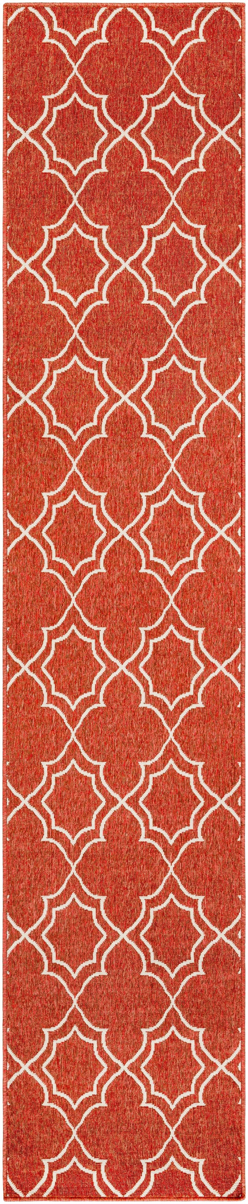 Unique Rust Red Lattice Trellis Outdoor Rug - Clearance by Boutique Rugs
