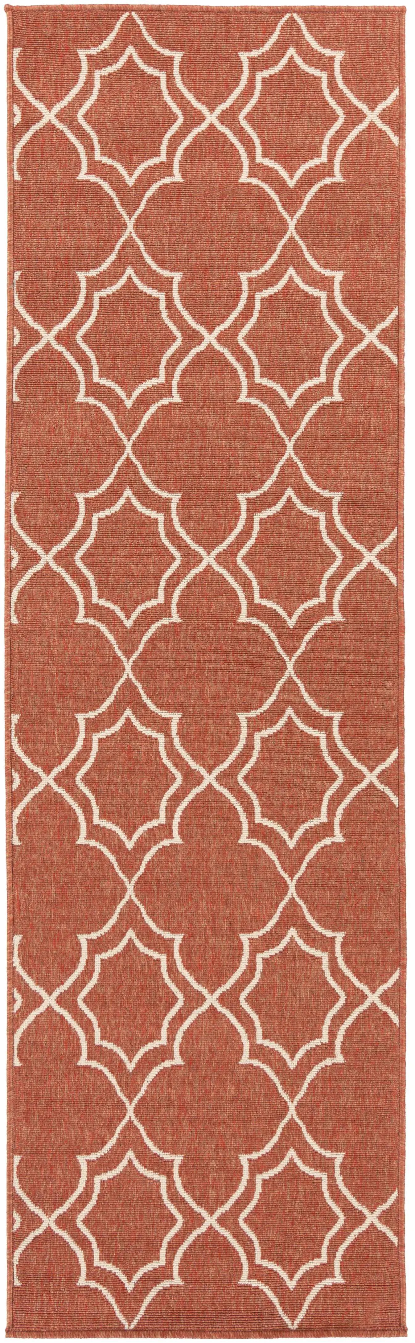 Unique Rust Red Lattice Trellis Outdoor Rug - Clearance by Boutique Rugs