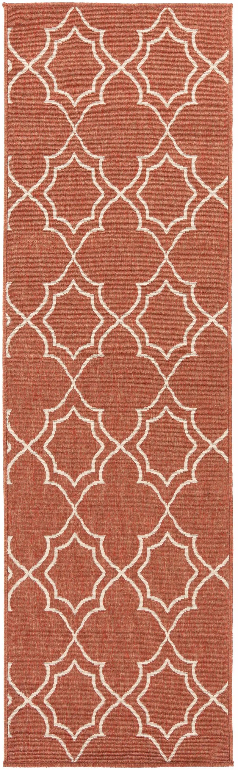 Unique Rust Red Lattice Trellis Outdoor Rug - Clearance by Boutique Rugs