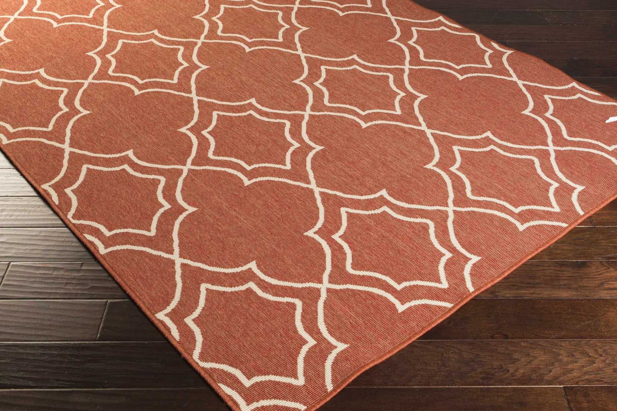 Unique Rust Red Lattice Trellis Outdoor Rug - Clearance by Boutique Rugs