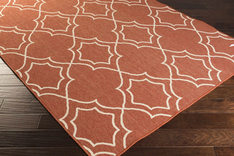 Unique Rust Red Lattice Trellis Outdoor Rug - Clearance by Boutique Rugs