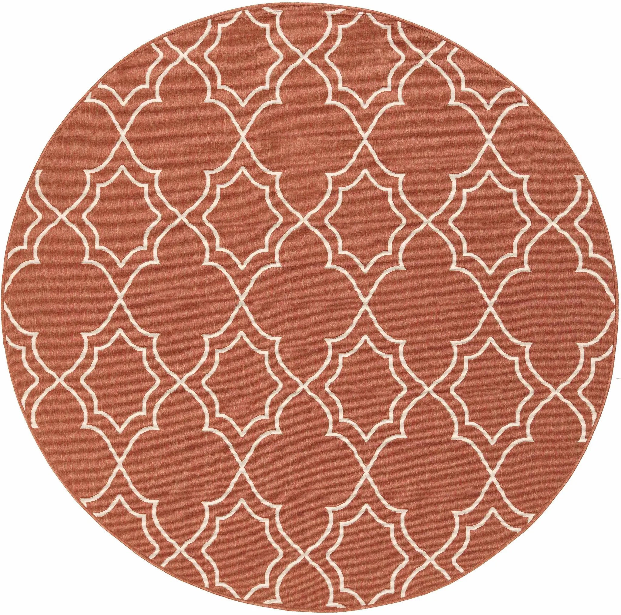 Unique Rust Red Lattice Trellis Outdoor Rug - Clearance by Boutique Rugs