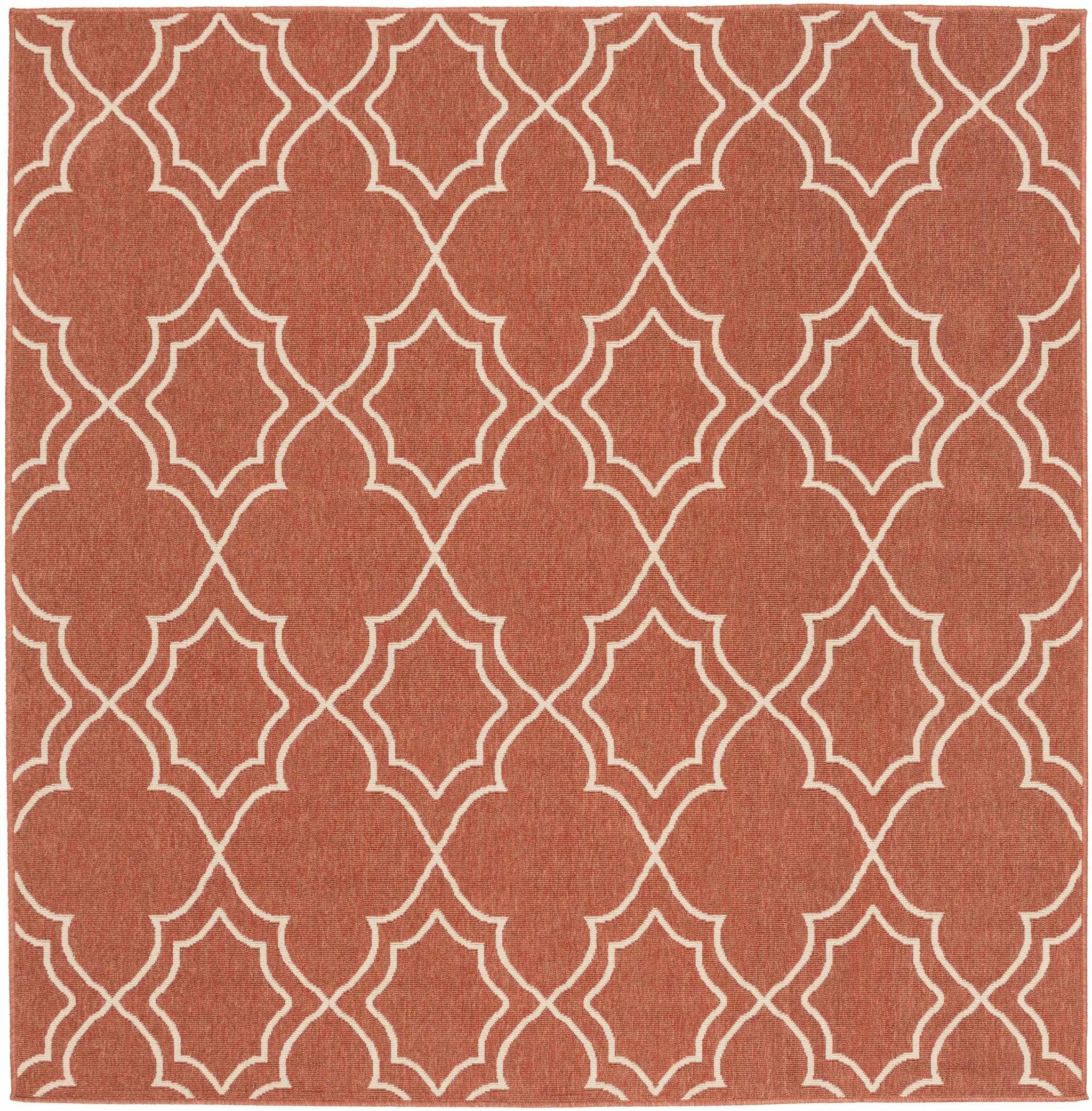 Unique Rust Red Lattice Trellis Outdoor Rug - Clearance by Boutique Rugs