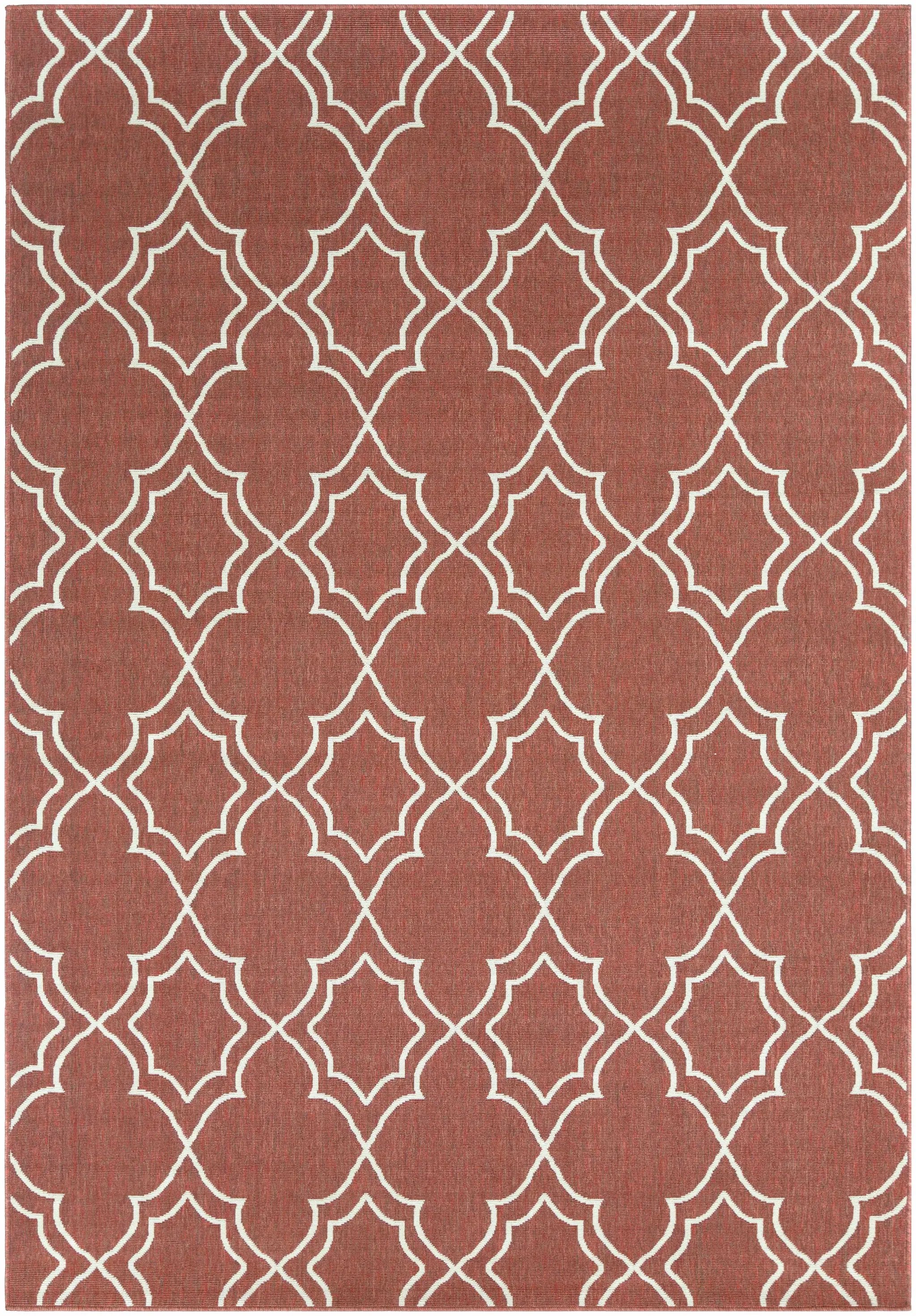 Unique Rust Red Lattice Trellis Outdoor Rug - Clearance by Boutique Rugs