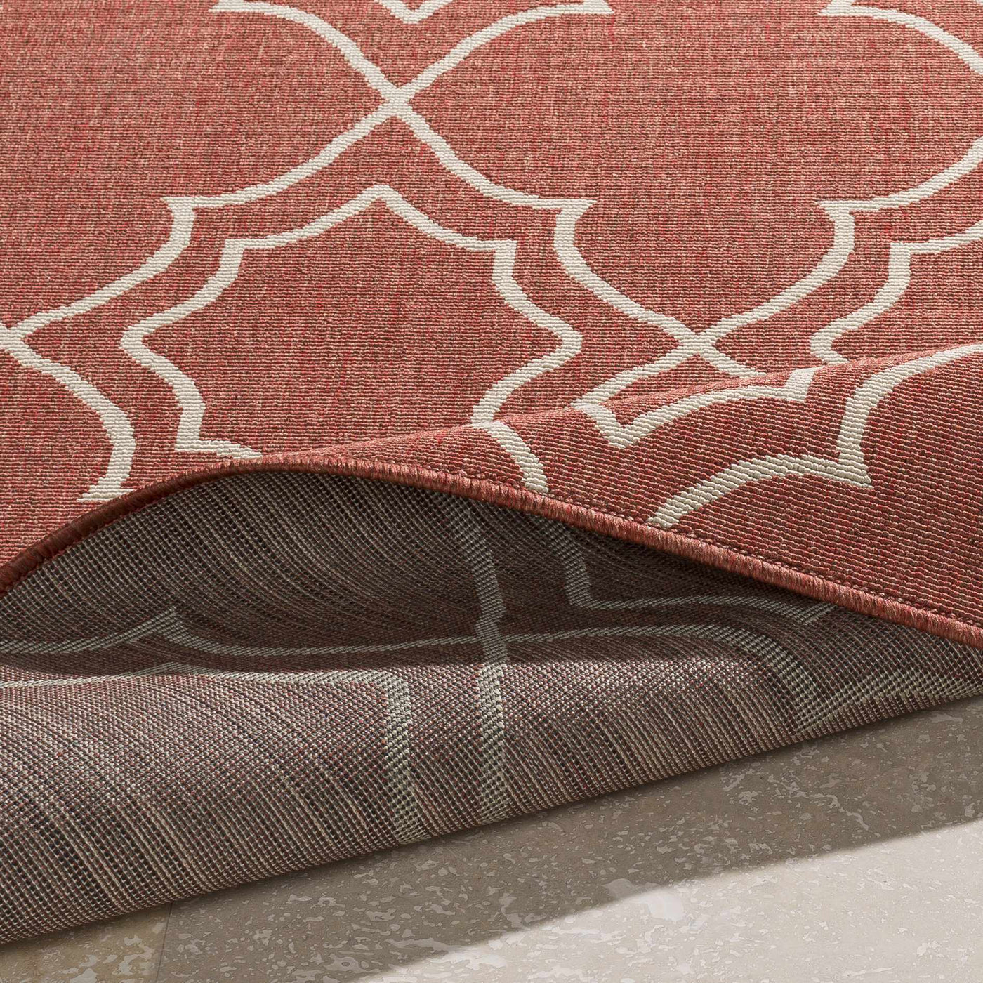 Unique Rust Red Lattice Trellis Outdoor Rug - Clearance by Boutique Rugs