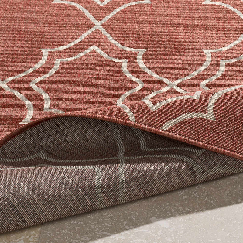 Unique Rust Red Lattice Trellis Outdoor Rug - Clearance by Boutique Rugs
