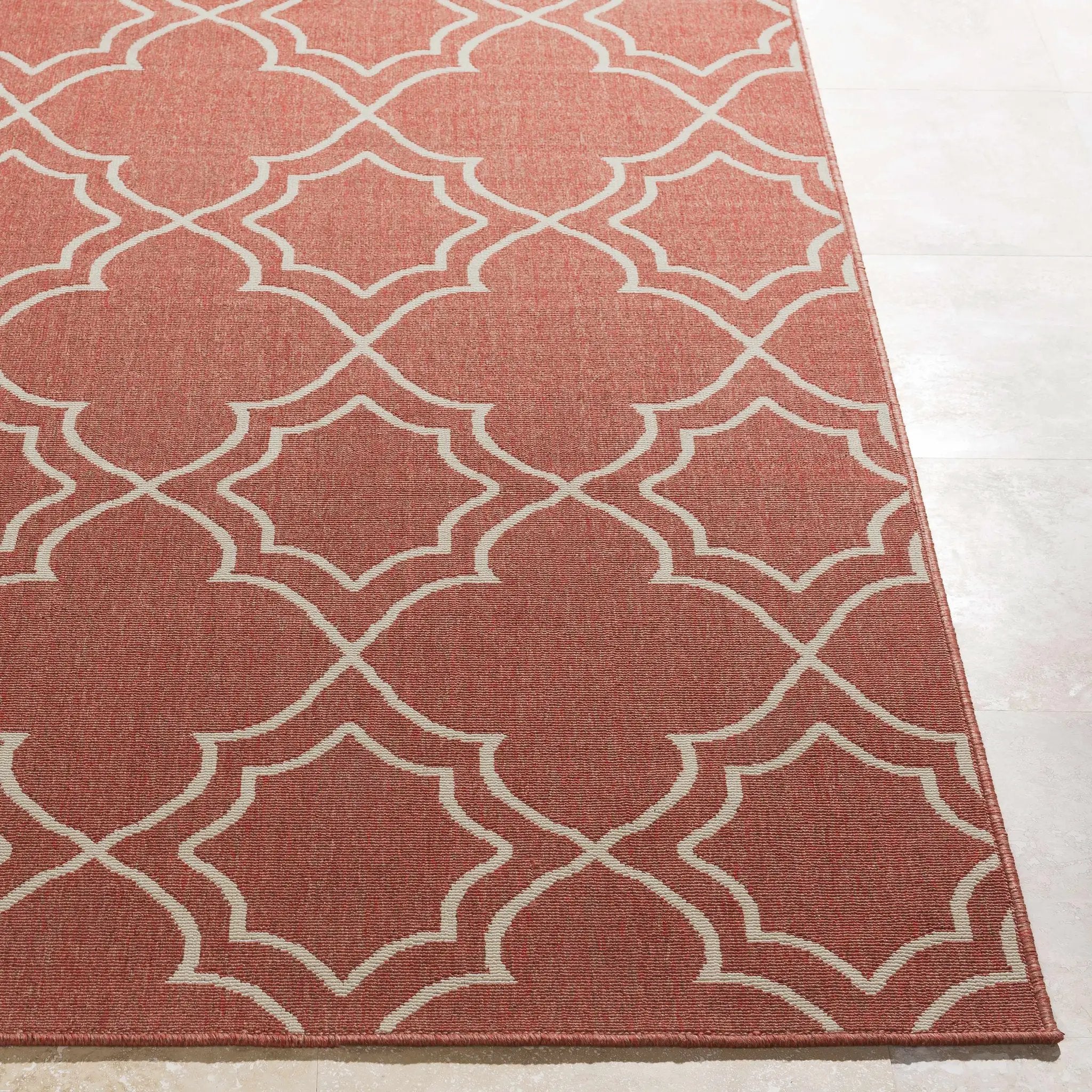 Unique Rust Red Lattice Trellis Outdoor Rug - Clearance by Boutique Rugs