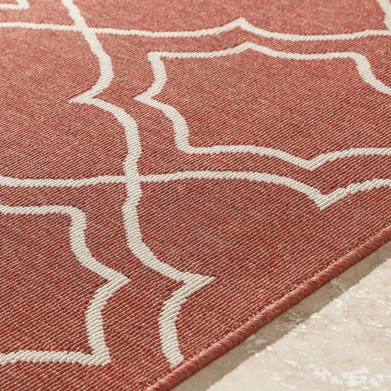 Unique Rust Red Lattice Trellis Outdoor Rug - Clearance by Boutique Rugs