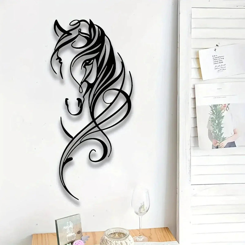 Wall Art - Abstract Horse Black 12-Inch by House Of Avana