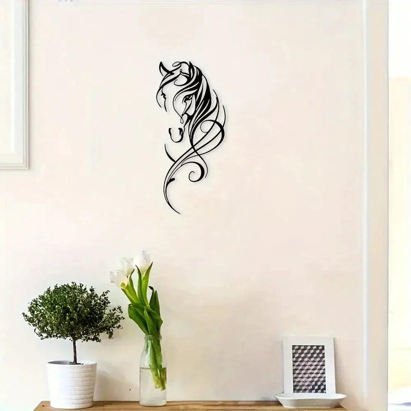 Wall Art - Abstract Horse Black 12-Inch by House Of Avana