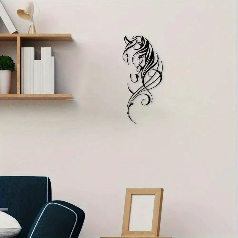 Wall Art - Abstract Horse Black 12-Inch by House Of Avana