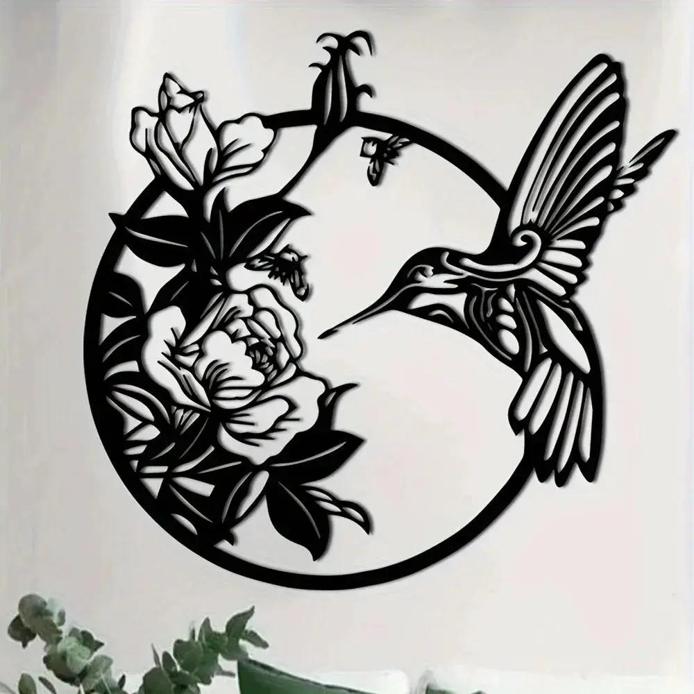 Wall Art - Circular Hummingbird Metal by House Of Avana