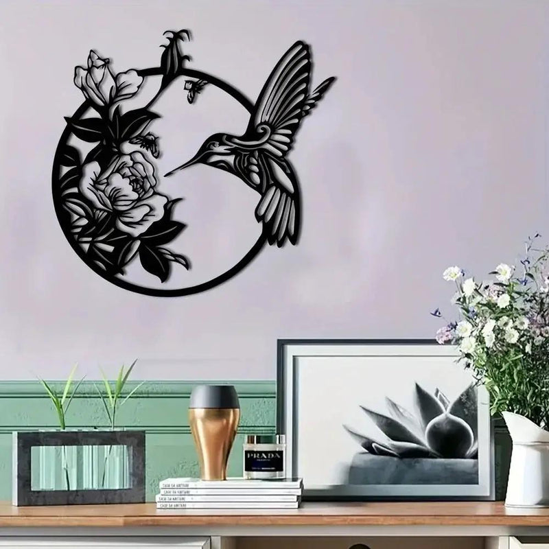 Wall Art - Circular Hummingbird Metal by House Of Avana