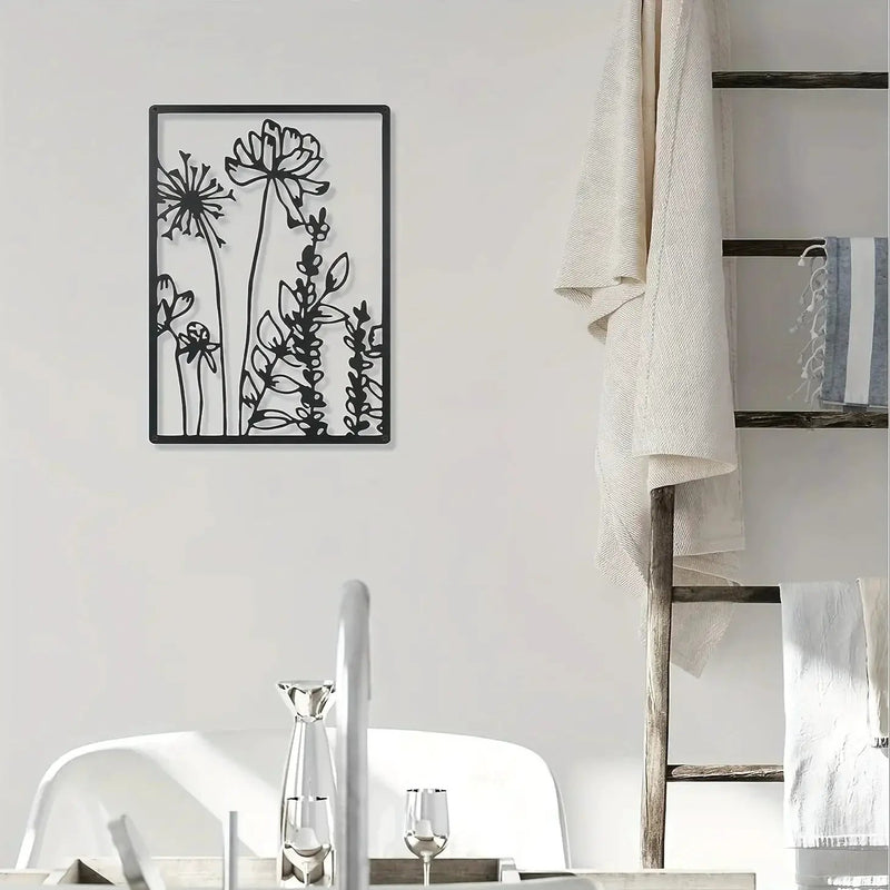 Minimalist Floral Metal Wall Art – 3 Panel Botanical Wall Decor by House Of Avana